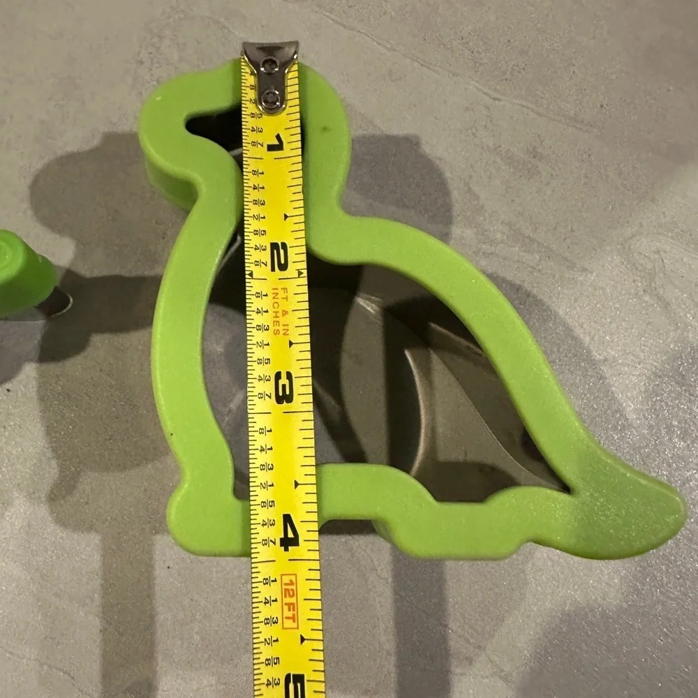 Set Of 2 Dinosaur cookie cutter metal plastic grip
